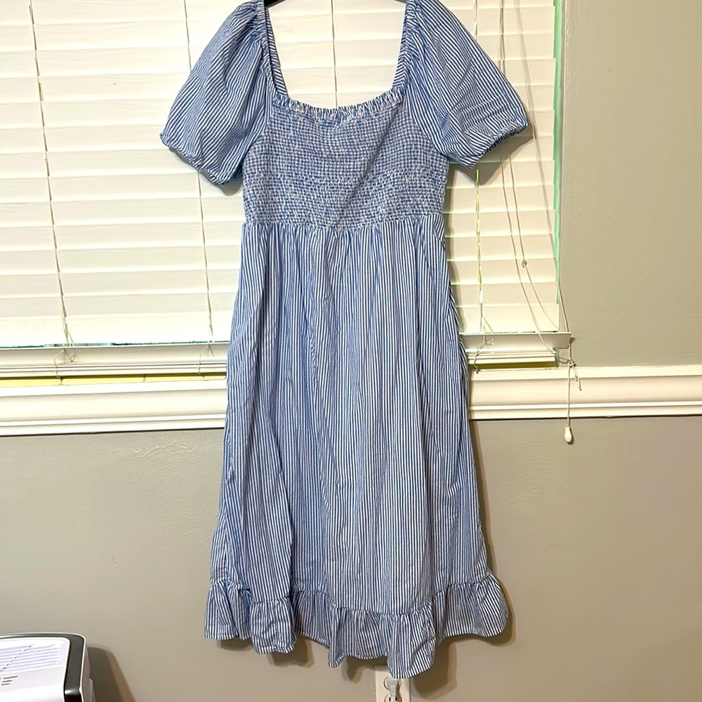 J.Crew Factory striped blue dress size large